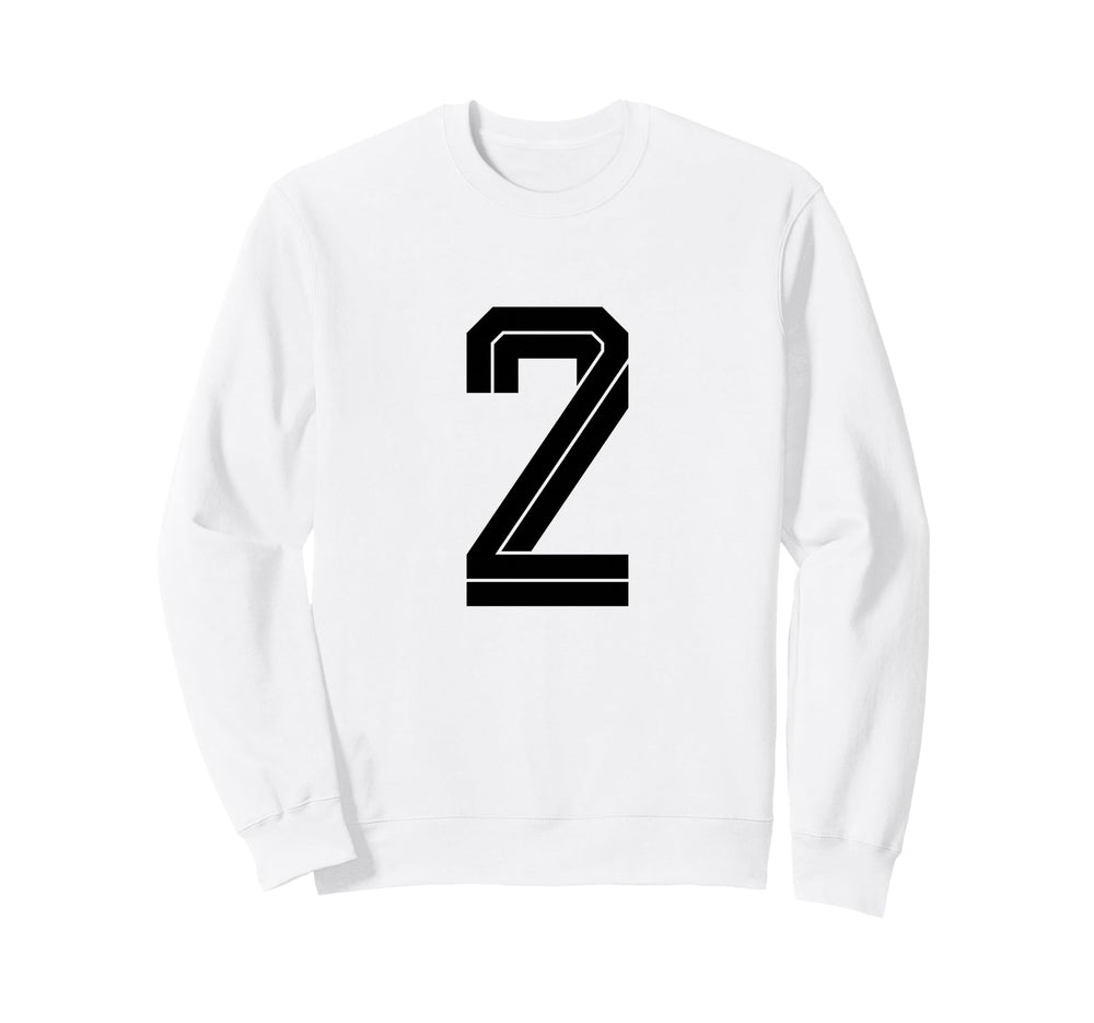 2 White Number 2 Sports Fan Soccer Sweatshirt - Casual Everyday Wear Unisex