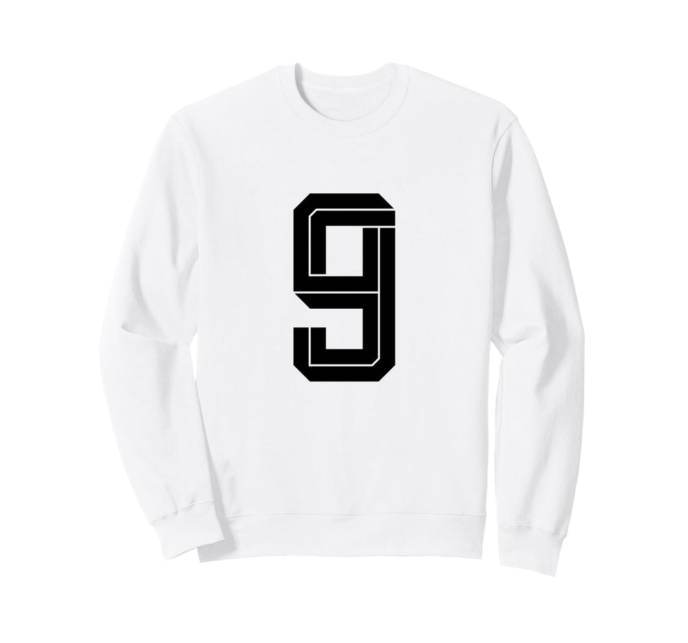 9 White Number 9 Sports Fan Soccer Sweatshirt - Custom Art Print Men Women