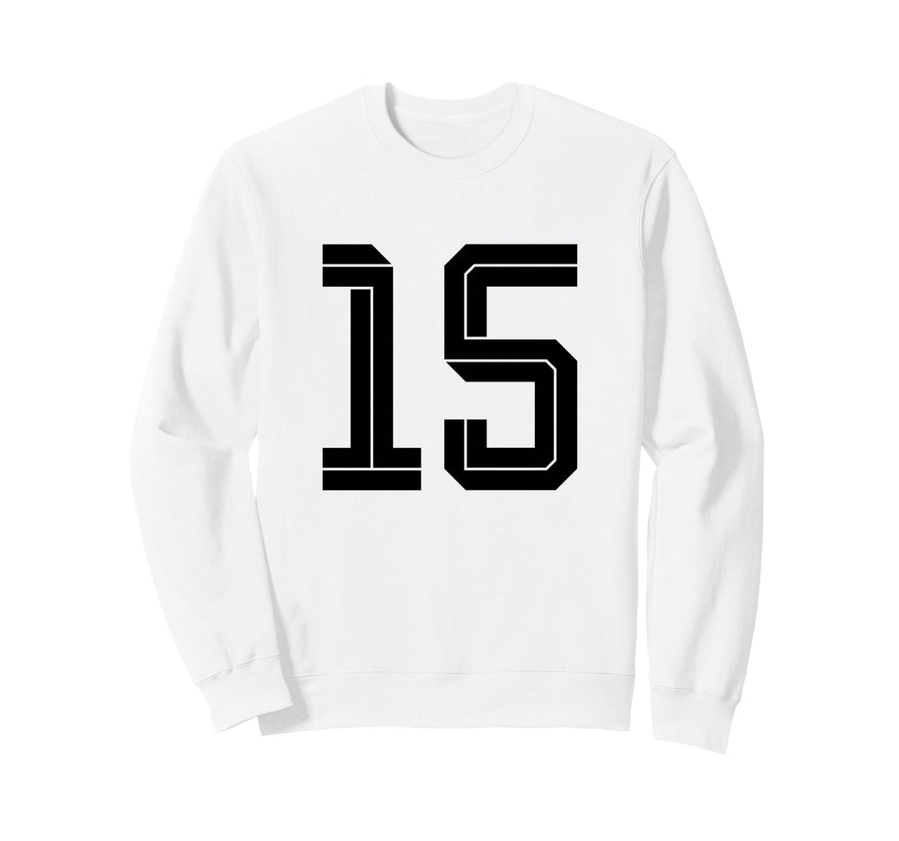 15 White Number 15 Sports Fan Soccer Sweatshirt - Custom Art Print Unisex