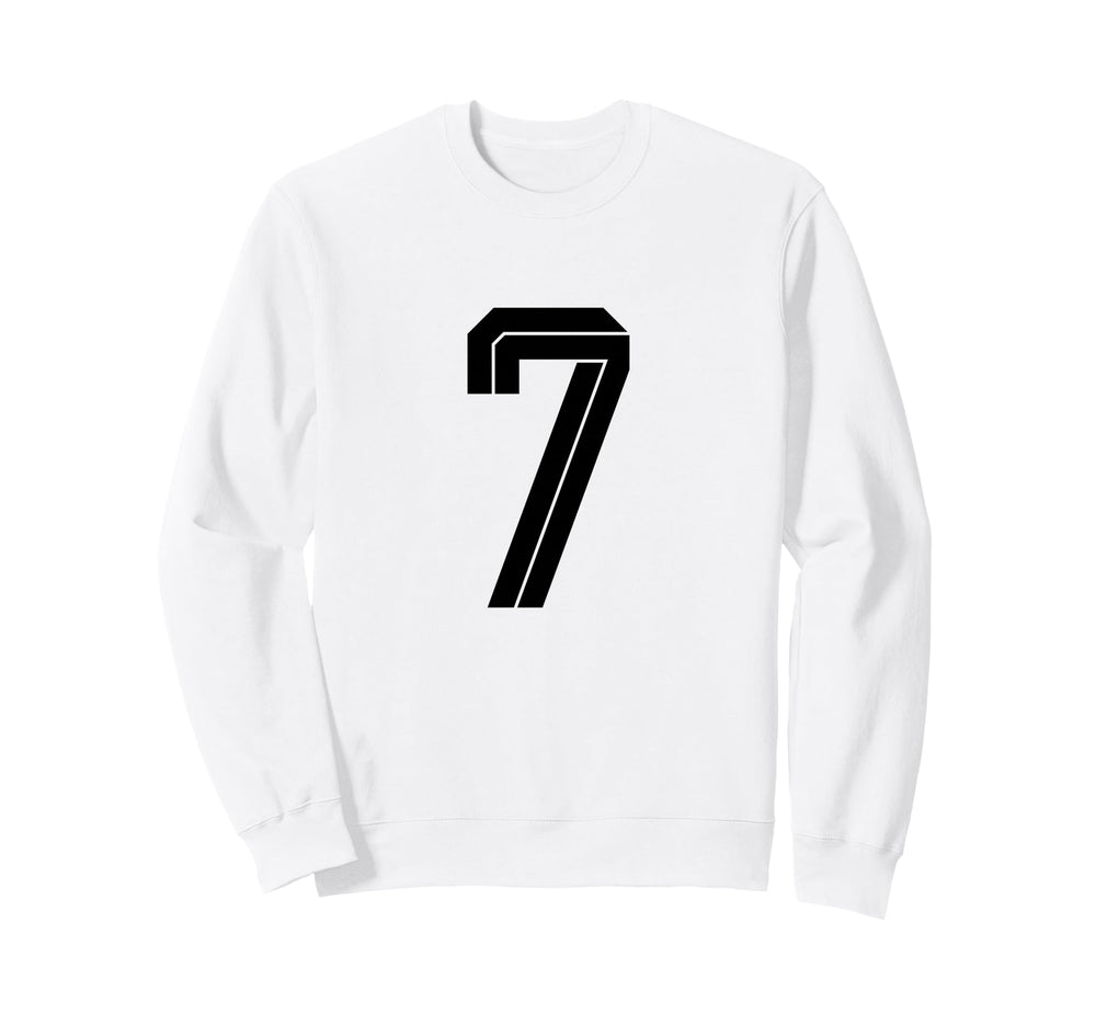 7 White Number 7 Sports Fan Soccer Sweatshirt - Trendy Graphic Men Women