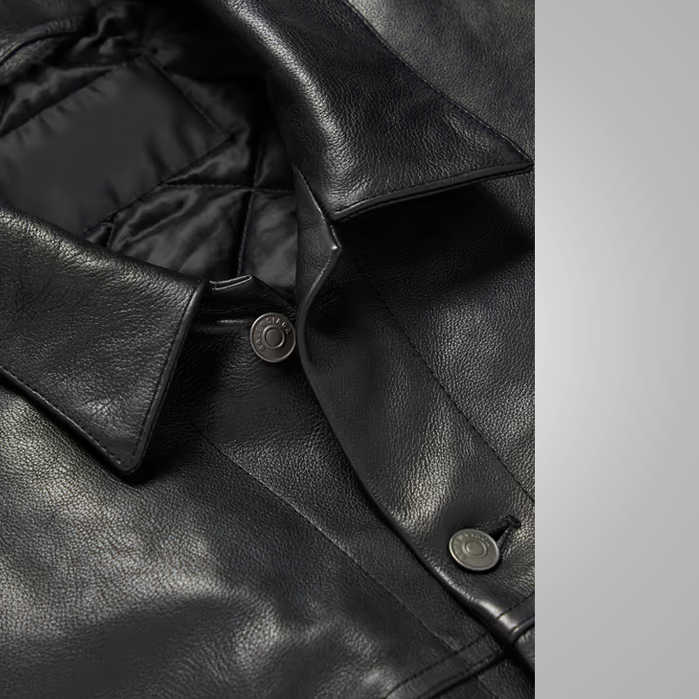 New Men’s Army Black Suede Shearling Leather Trucker Jacket