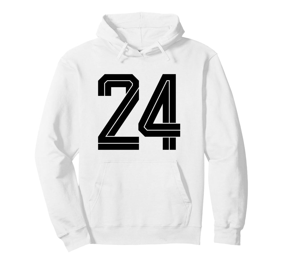 24 White Number 24 Sports Fan Soccer Hoodie - Custom Art Print Unisex