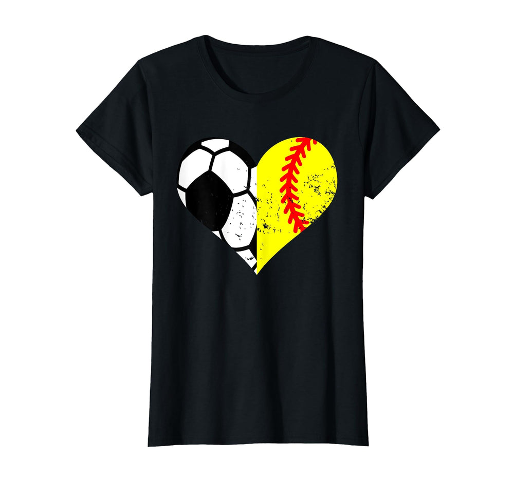 Soccer Softball Heart Funny Soccer T-Shirt - Minimalist Print for Adults