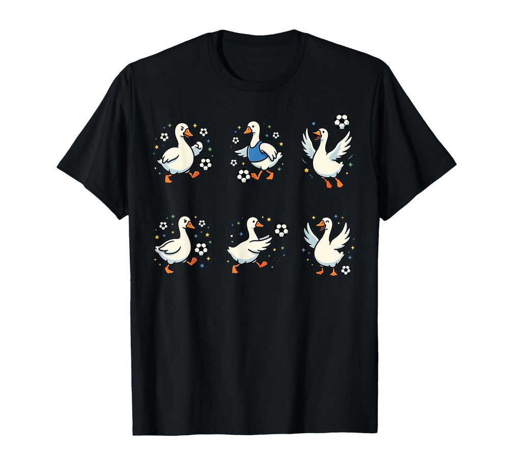 Silly Goose Playing Soccer Player T-Shirt - Novelty Apparel for Adults