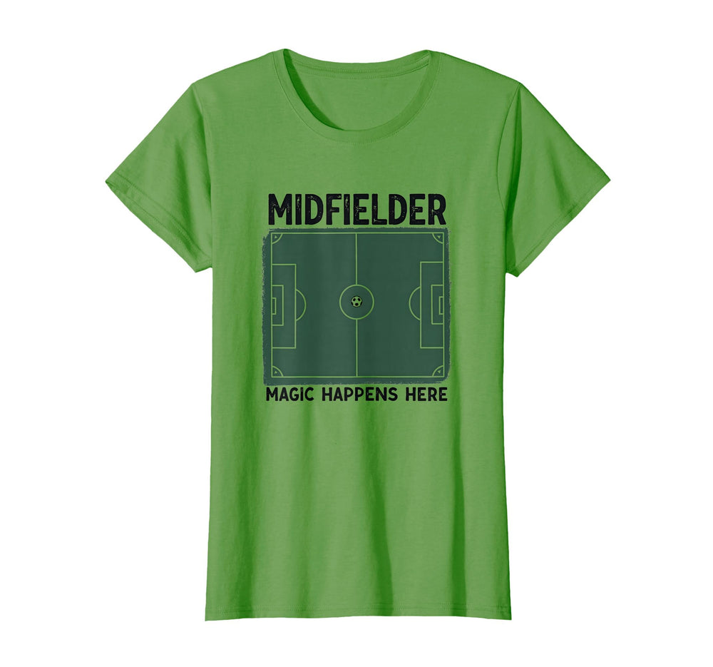 Midfielder Magic Happens Here Soccer T-Shirt - Unique Graphic for Adults