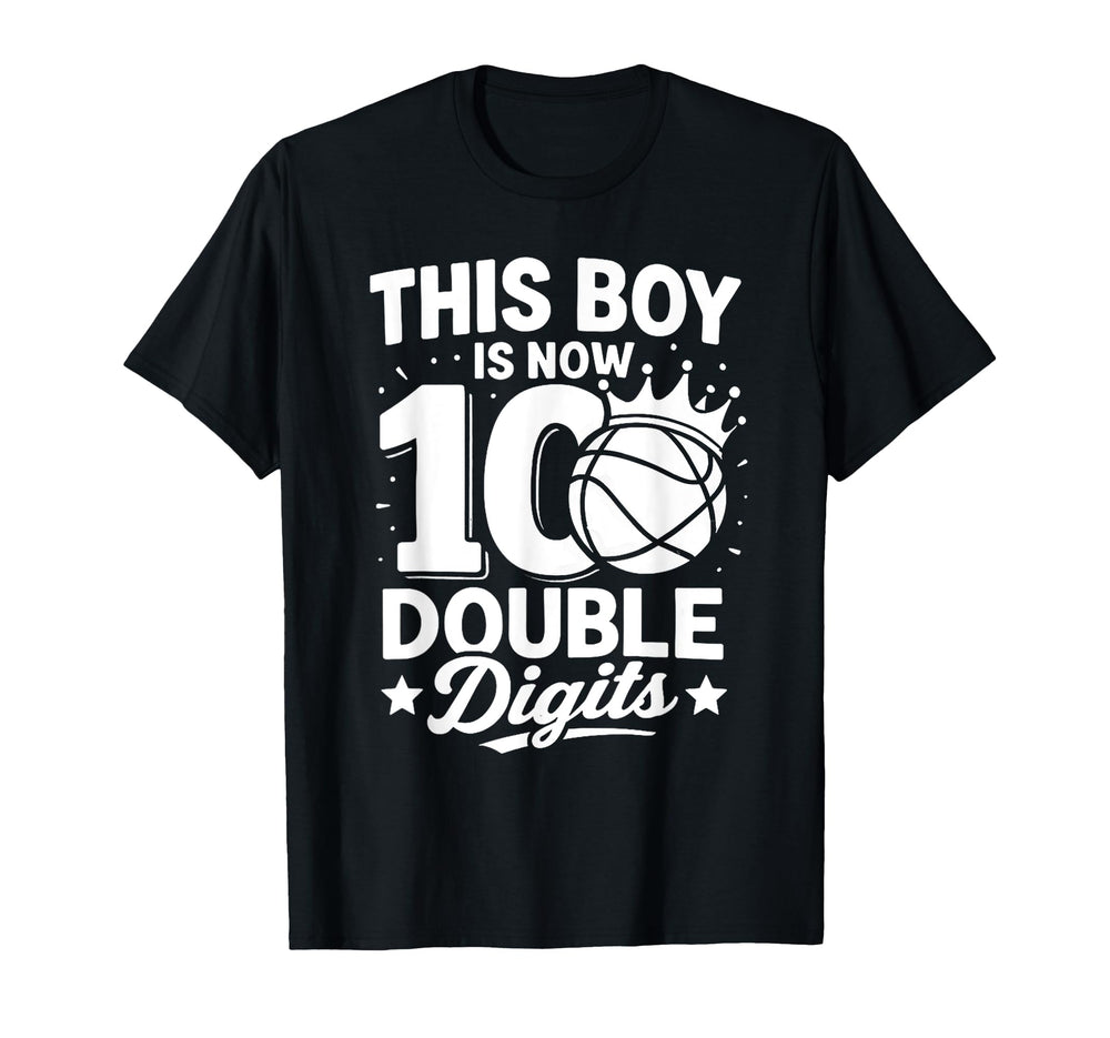 Double Digits Basketball Birthday 10 T-Shirt - Minimalist Print for Adults