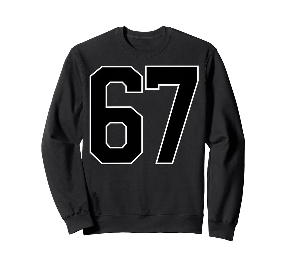 Black Sports Team Number 67 Fan Sweatshirt - Minimalist Print Men Women