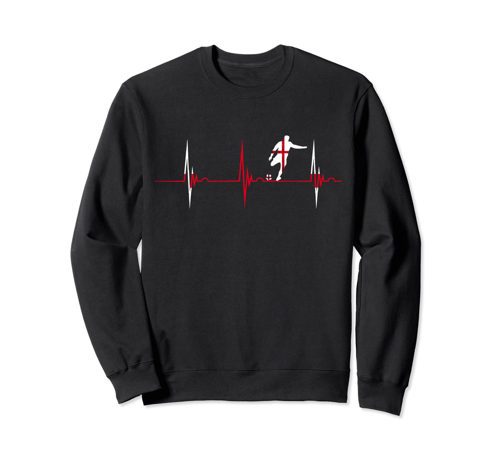 England Soccer Heartbeat Ekg Pulse Sweatshirt - Fun Novelty Design Unisex