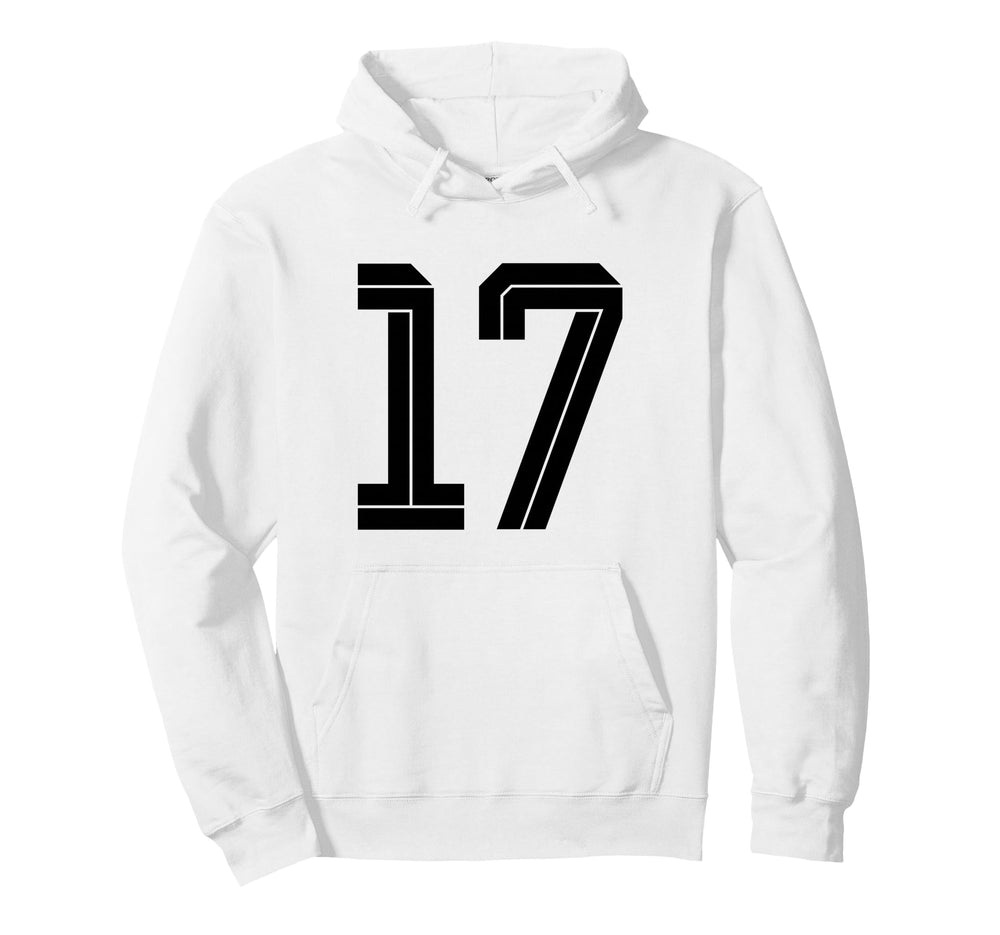 17 White Number 17 Sports Fan Soccer Hoodie - Aesthetic Graphic for Adults