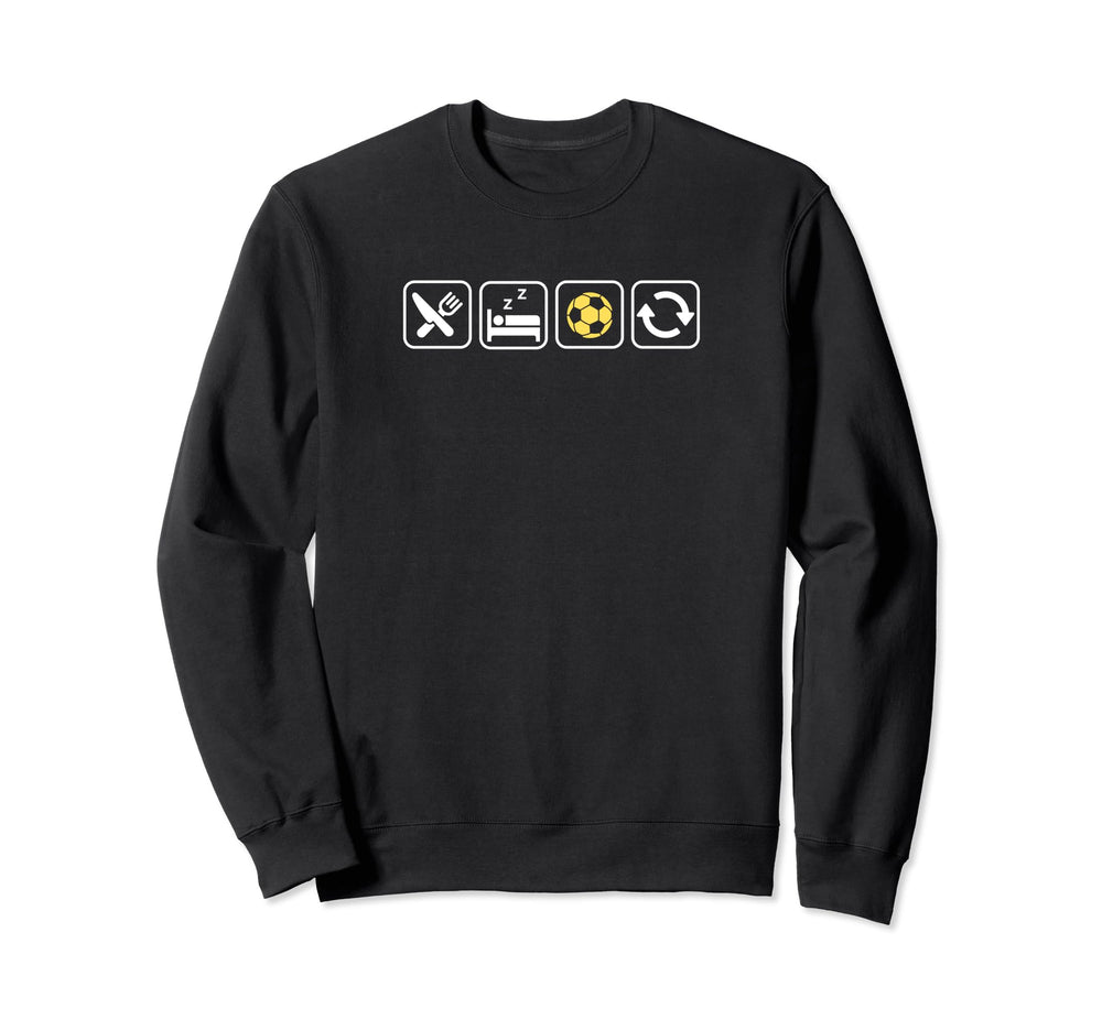 Eat Sleep Soccer Repeat Fun Soccer Sweatshirt - Unique Graphic Unisex