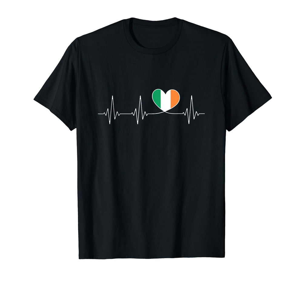 Ire Love Heartbeat And Irish Flag Heart T-Shirt - Custom Art Print Unisex