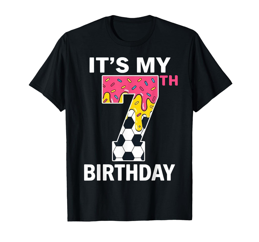 Its My 7Th Birthday Soccer Ice Cream T-Shirt - Custom Art Print Unisex