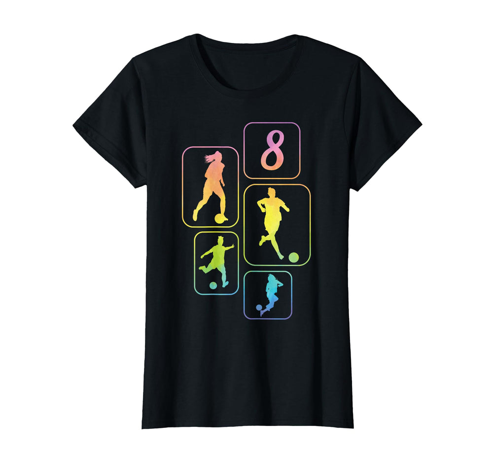 8Th Birthday Soccer Player Football 8 T-Shirt - Minimalist Print Men Women