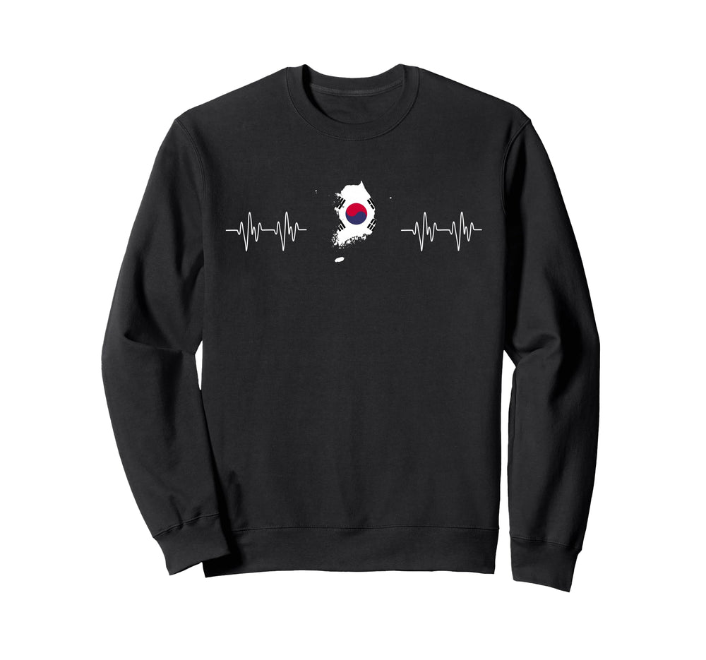 South Korea Heartbeat Flag Sweatshirt - Aesthetic Graphic for Adults