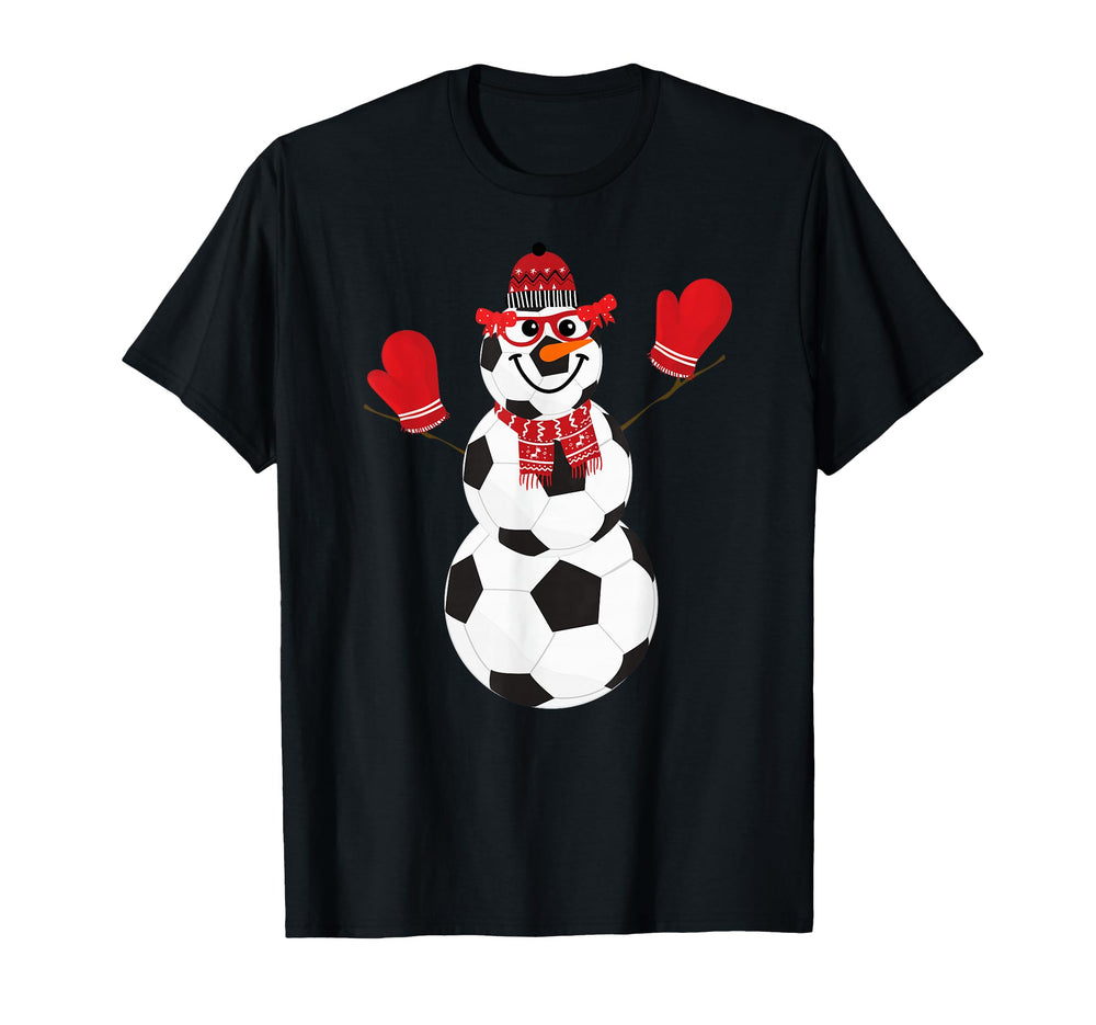 Soccer Balls Snowman Winter Sports Team T-Shirt - Trendy Graphic Unisex