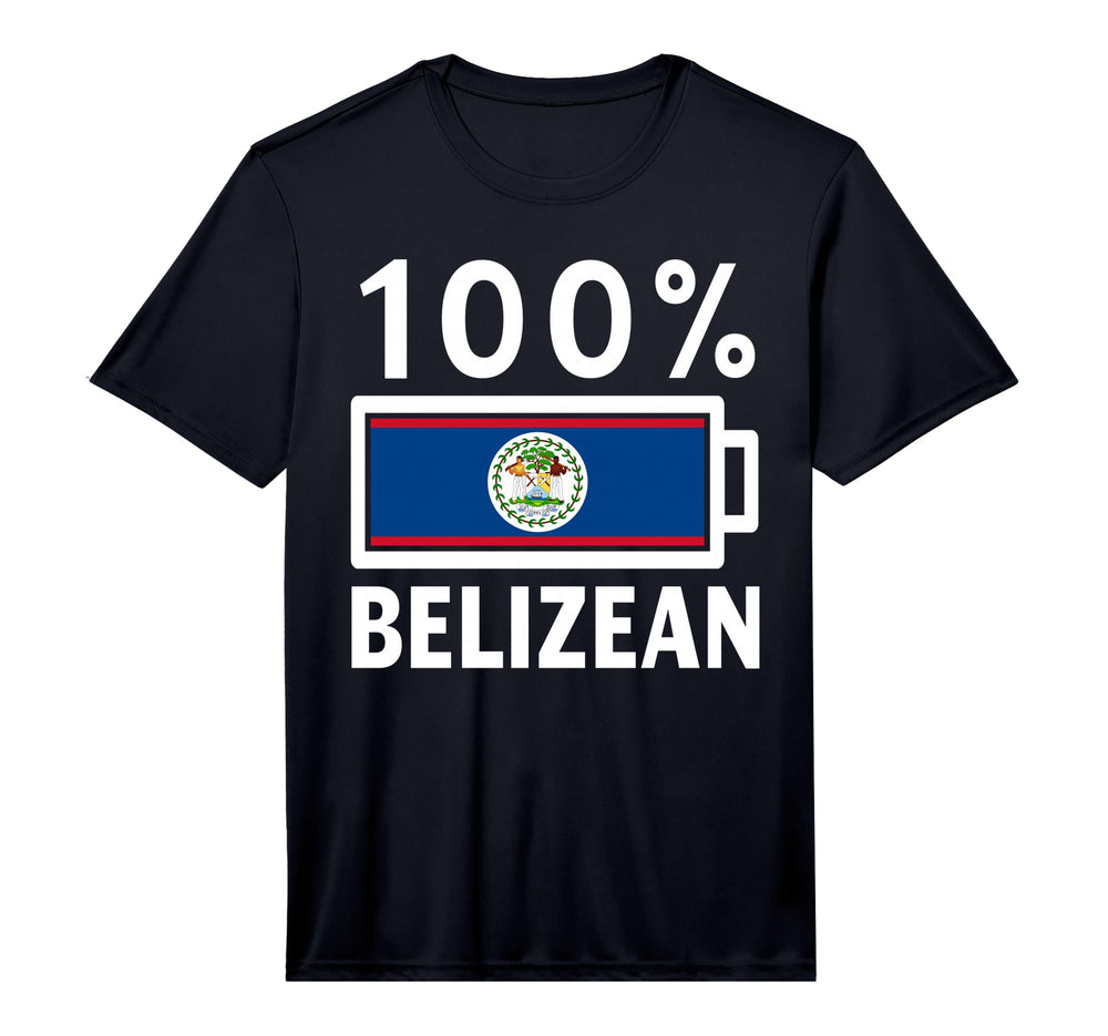 Belize Flag 100 Belizean Battery T-Shirt - Novelty Apparel for Adults