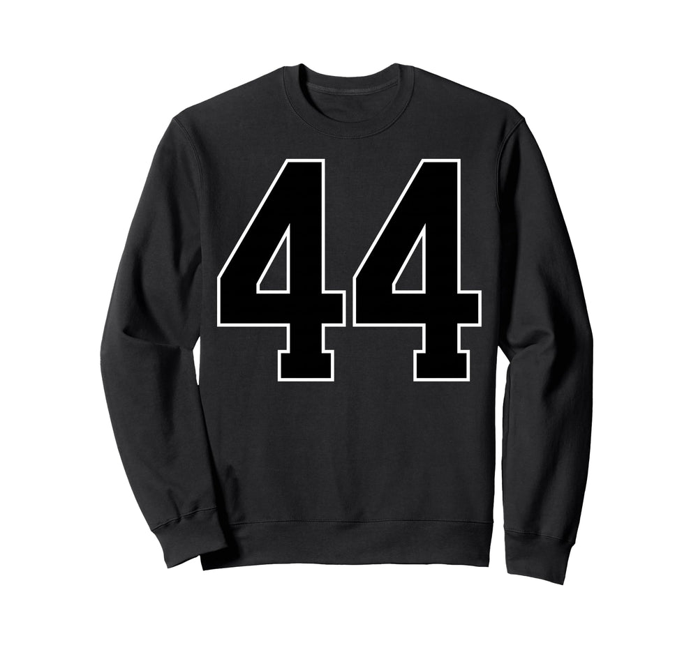 Black Sports Team Number 44 Fan Sweatshirt - Unique Graphic Men Women