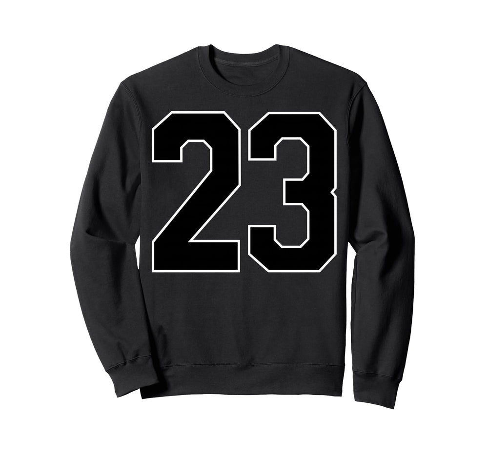 Black Sports Team Number 23 Fan Sweatshirt - Custom Art Print Unisex