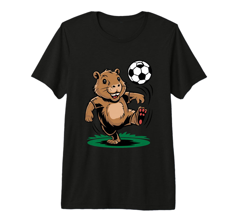 Funny Capybara Playing Soccer T-Shirt - Streetwear Style for Adults