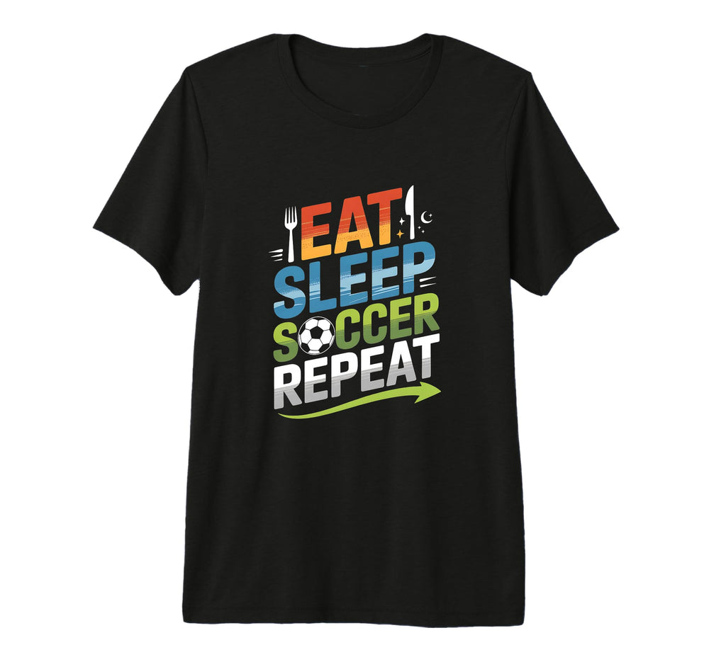 Eat Sleep Soccer Repeat Tri Blend T-Shirt - Unique Graphic Unisex
