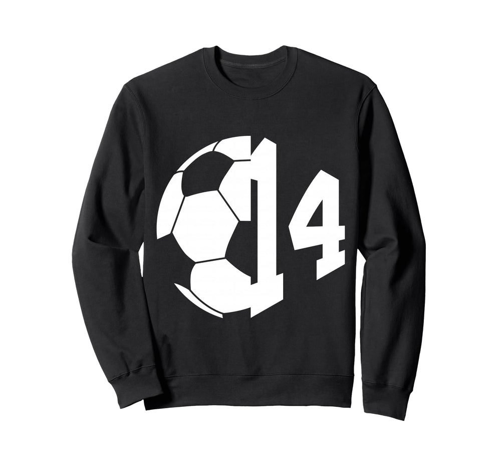 Number 14 Years Soccer 14Th Birthday Sweatshirt - Unique Graphic for Adults