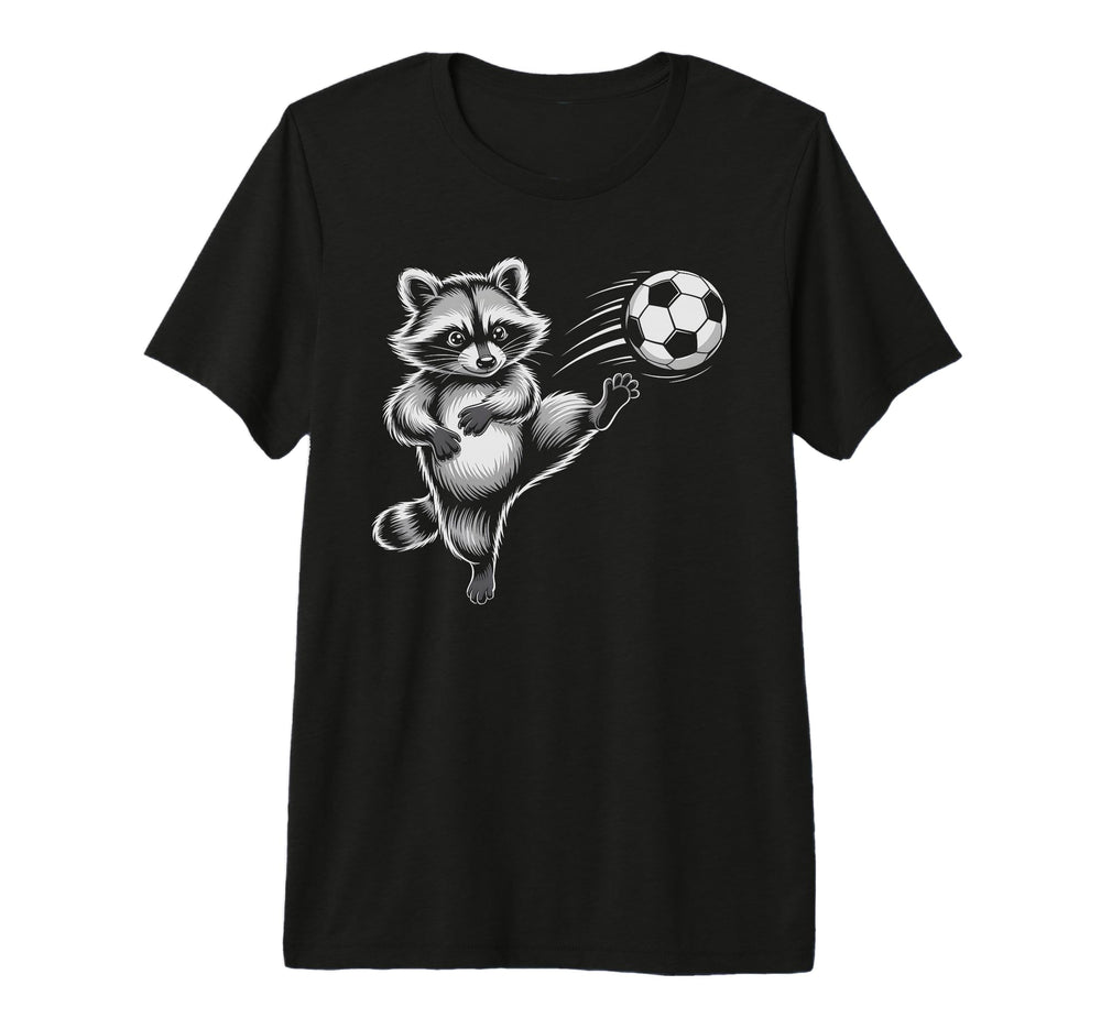 Funny Soccer Ball Raccoon Kick Win Game T-Shirt - Aesthetic Graphic Unisex