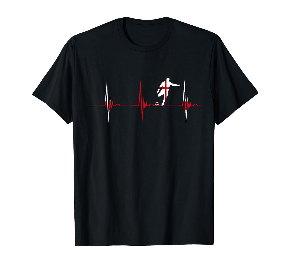 England Soccer Heartbeat Ekg Pulse English T-Shirt - Graphic Print Unisex