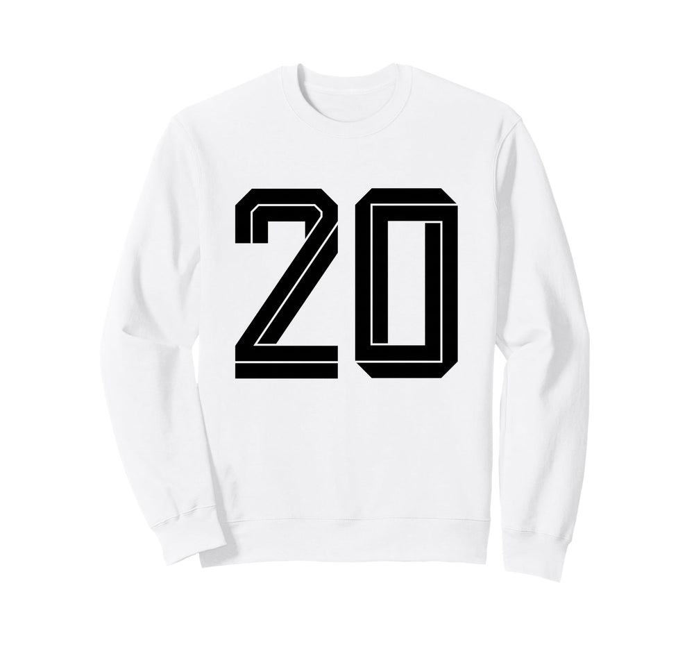 20 White Number 20 Sports Fan Soccer Sweatshirt - Unique Graphic Men Women