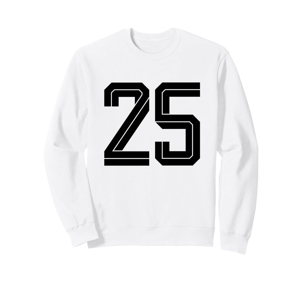 25 White Number 25 Sports Fan Sweatshirt - Aesthetic Graphic Men Women