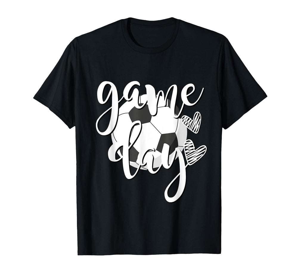 Game Day Soccer Ball Hearts Soccer T-Shirt - Minimalist Print for Adults