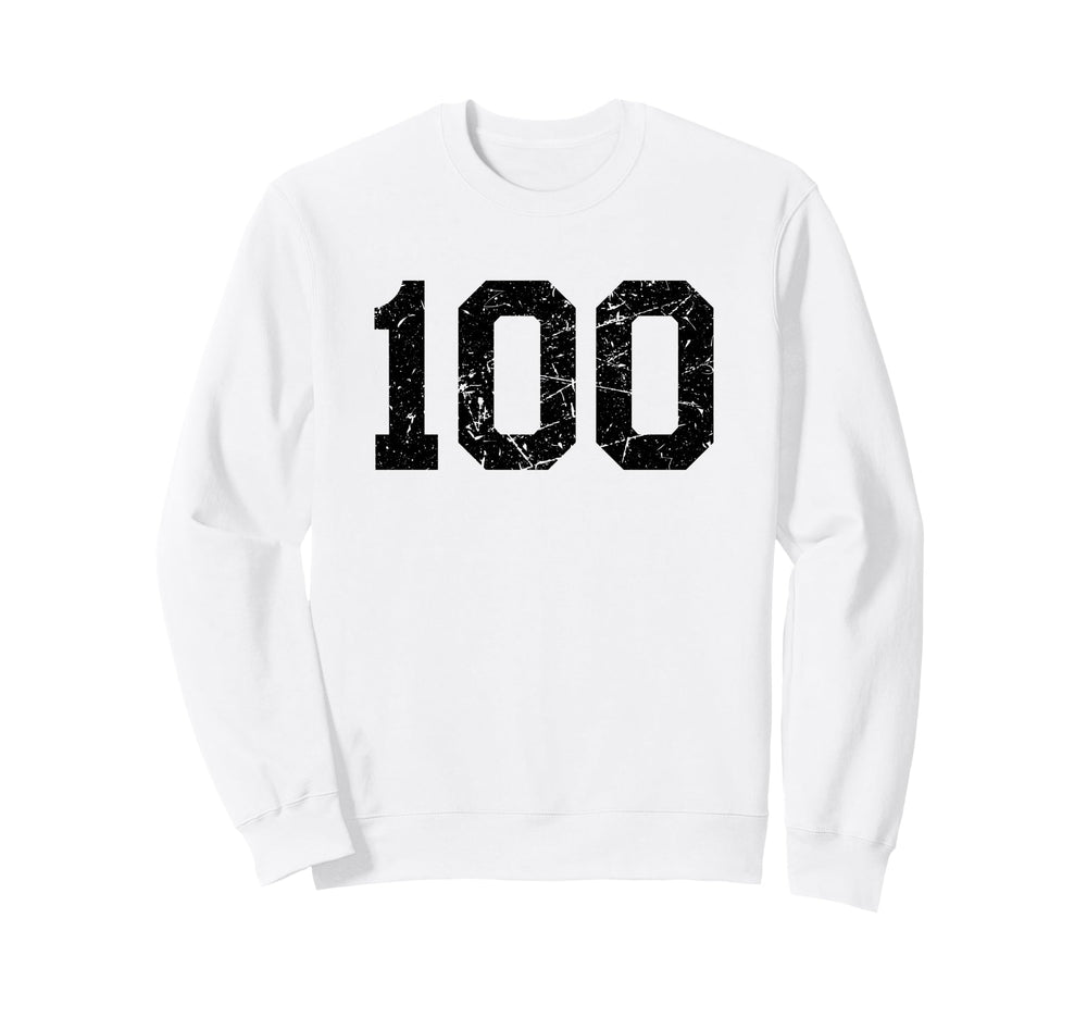 Black Distressed Sport Team Number 100 Sweatshirt - Graphic Print Men Women