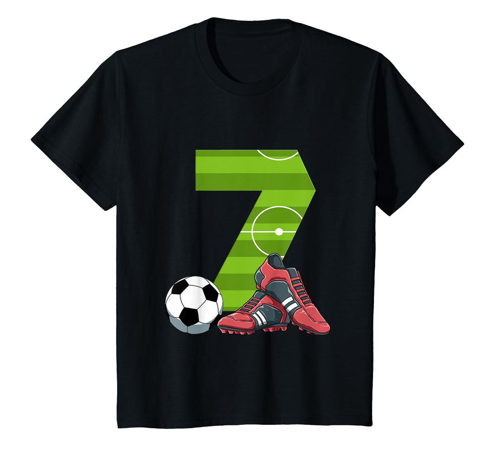Seventh Birthday Soccer 7 Year Old T-Shirt - Graphic Print for Adults