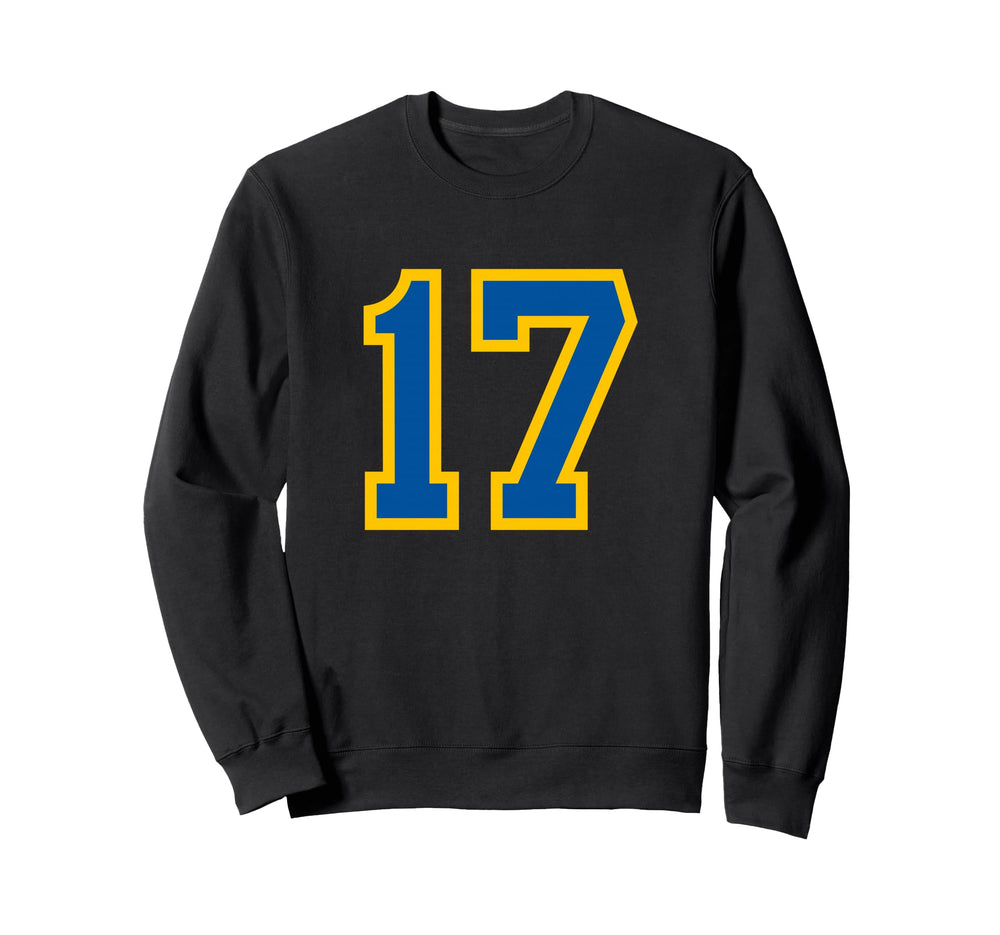 Blue Yellow Sport Team Number 17 Sweatshirt - Fun Novelty Design for Adults