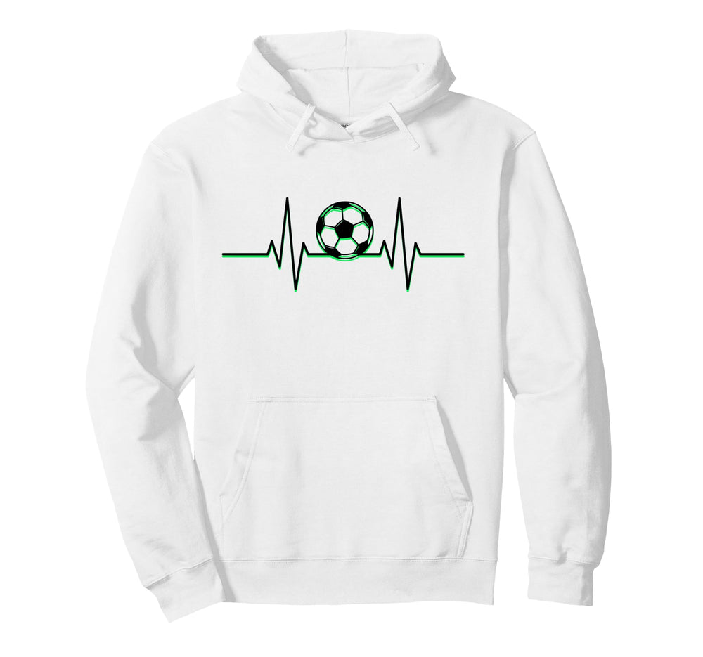 Soccer Ball Heartbeat Ekg Pulse Green Line Hoodie - Streetwear Style Unisex