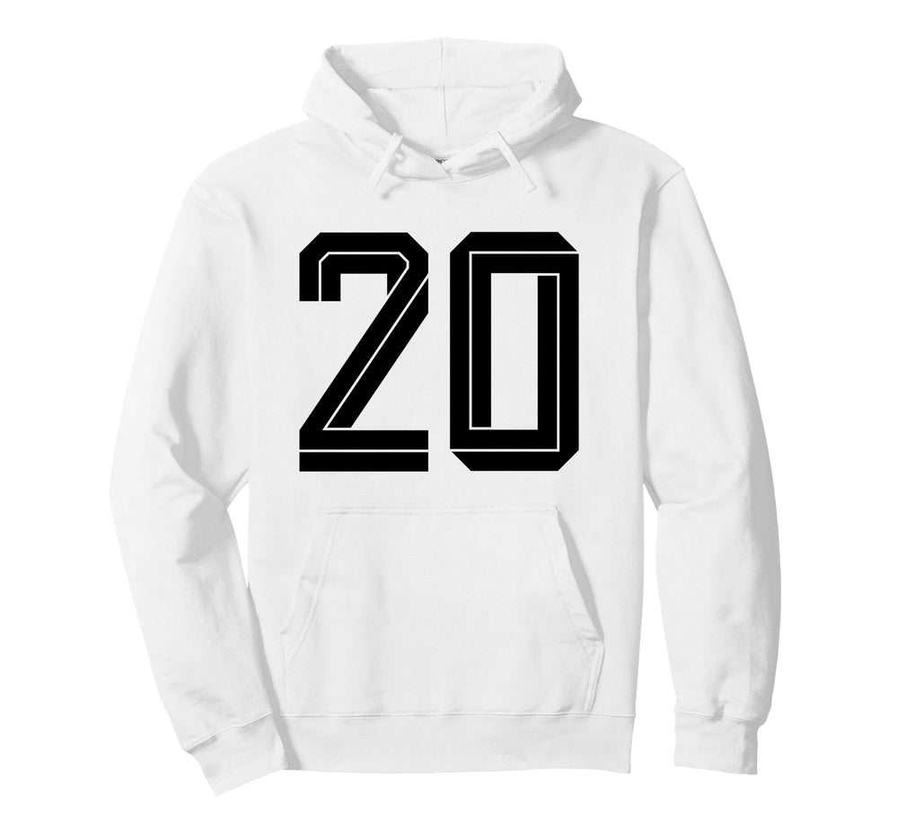 20 White Number 20 Sports Fan Soccer Hoodie - Trendy Graphic Men Women