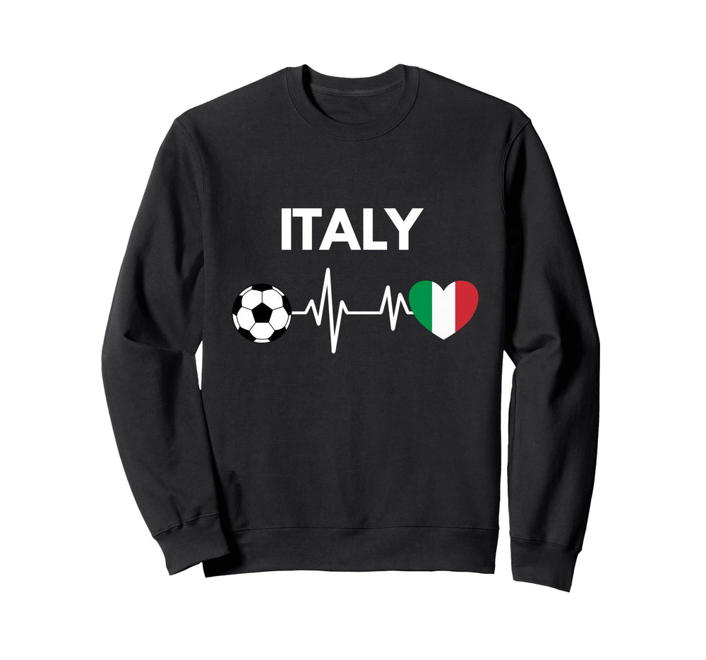 Italy Flag Heartbeat Soccer Sweatshirt - Minimalist Print for Adults
