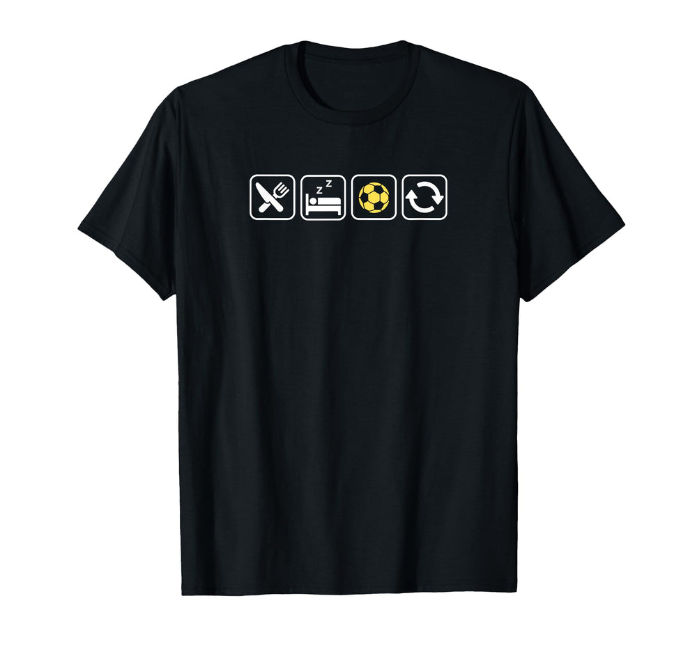 Eat Sleep Soccer Repeat Fun Soccer T-Shirt - Unique Graphic Men Women