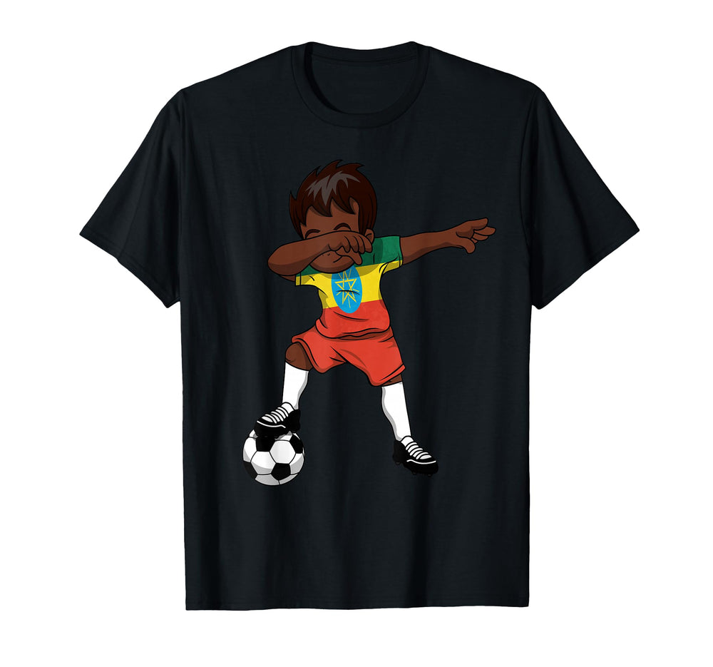 Dabbing Soccer Football Ethiopia T-Shirt - Casual Everyday Wear Unisex