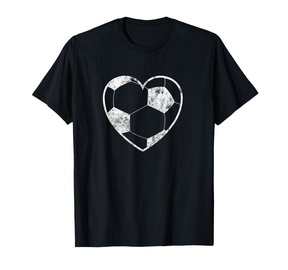 Soccer Ball Heart Funny Gift T-Shirt - Casual Everyday Wear for Adults