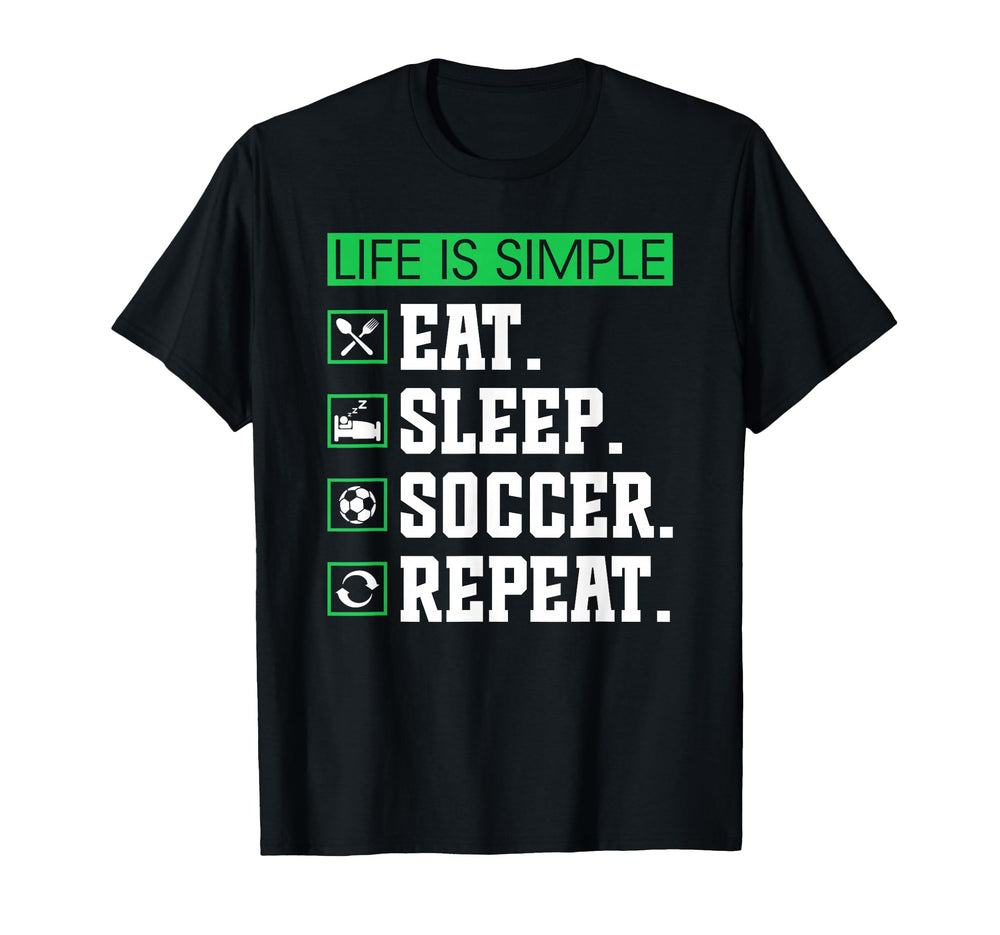 Eat Sleep Soccer Repeat Soccer Player T-Shirt - Custom Art Print Unisex