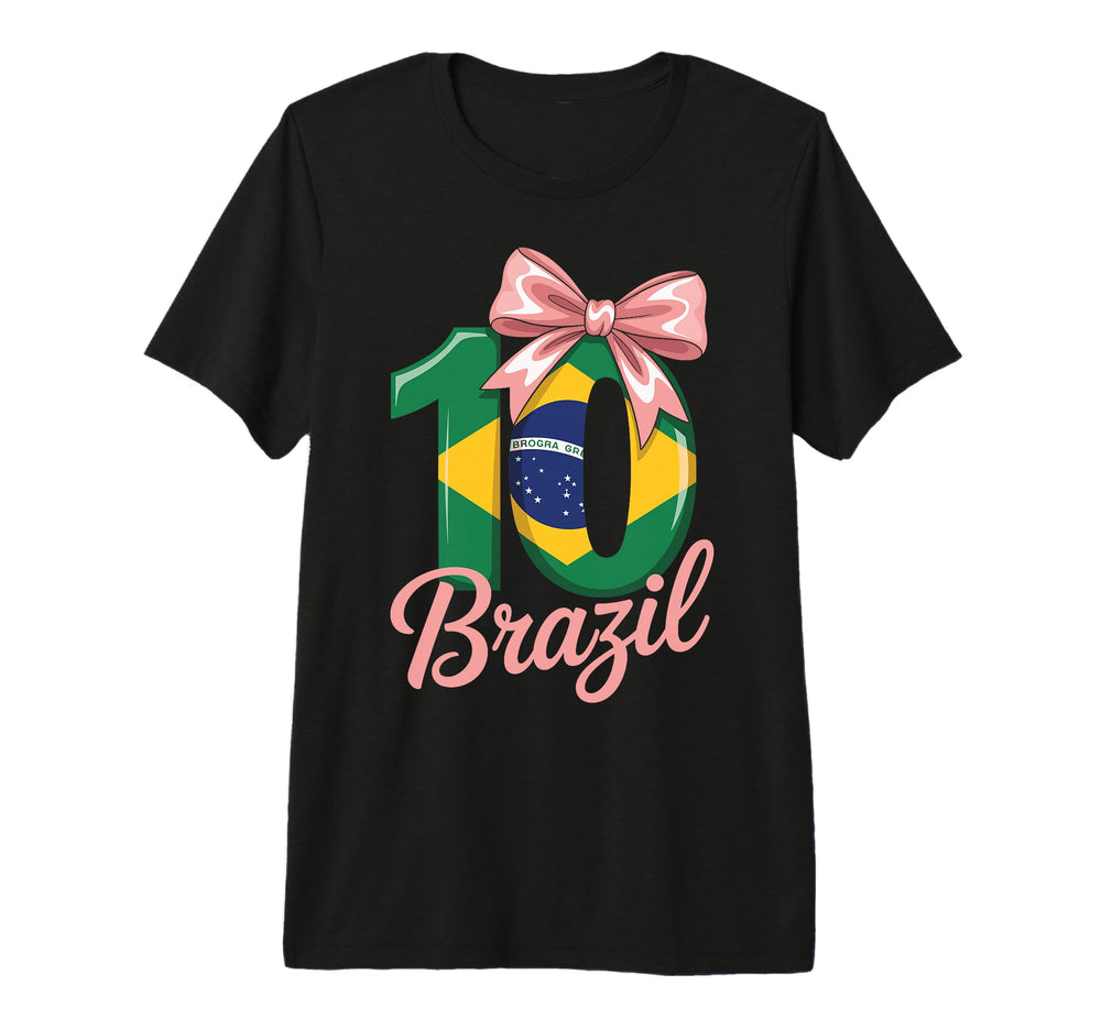10 Brazil Birthday Number 10 Soccer T-Shirt - Custom Art Print for Adults