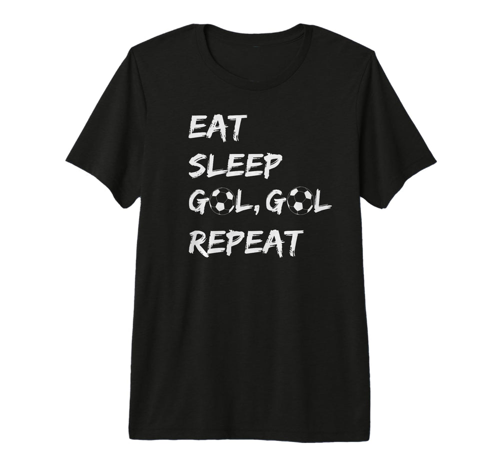 Funny Eat Sleep Goal Repeat Soccer T-Shirt - Streetwear Style for Adults