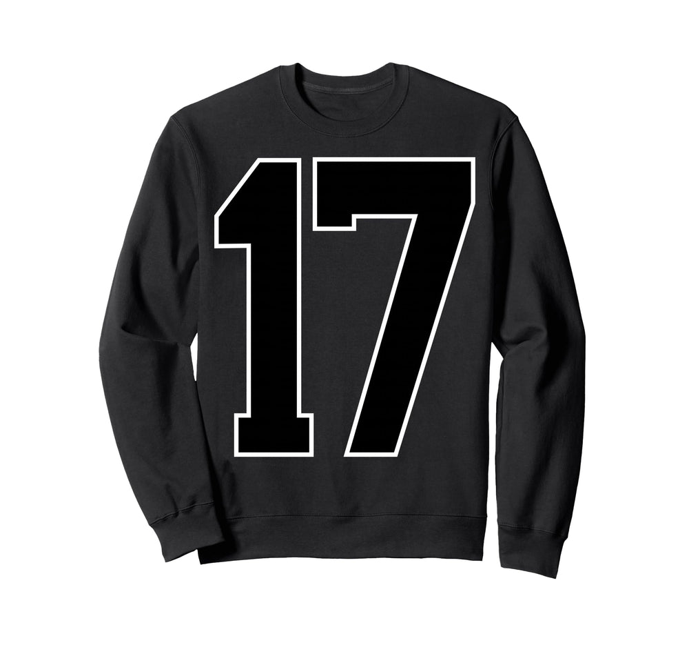 Black Sports Team Number 17 Fan Sweatshirt - Casual Everyday Wear Unisex
