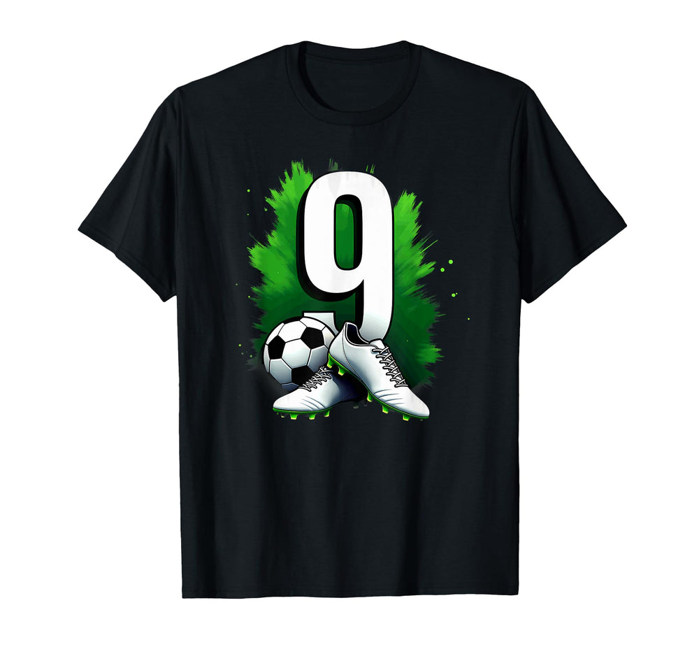 9 Years Old Birthday Soccer Football T-Shirt - Novelty Apparel Men Women