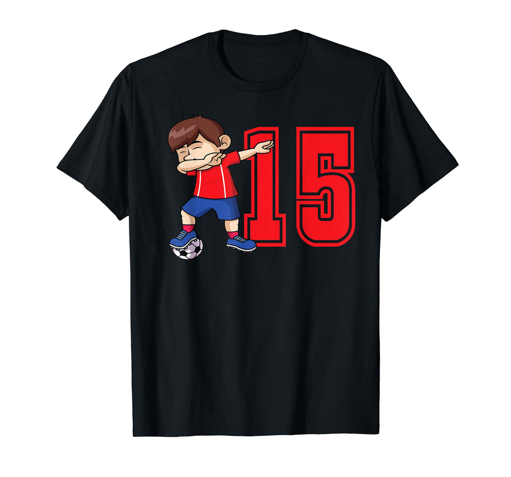 Soccer Birthday 15 Dabbing Soccer T-Shirt - Minimalist Print Unisex
