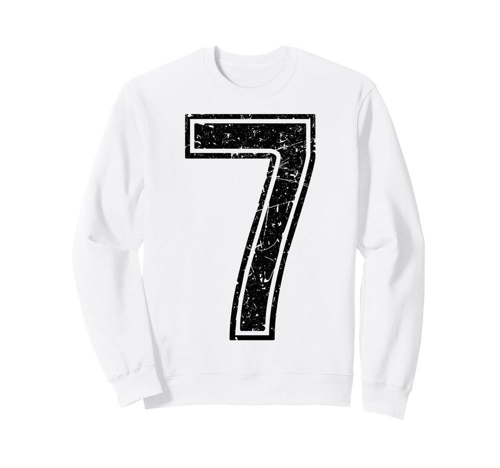 Number 7 Black Sports Team Sweatshirt - Custom Art Print Unisex