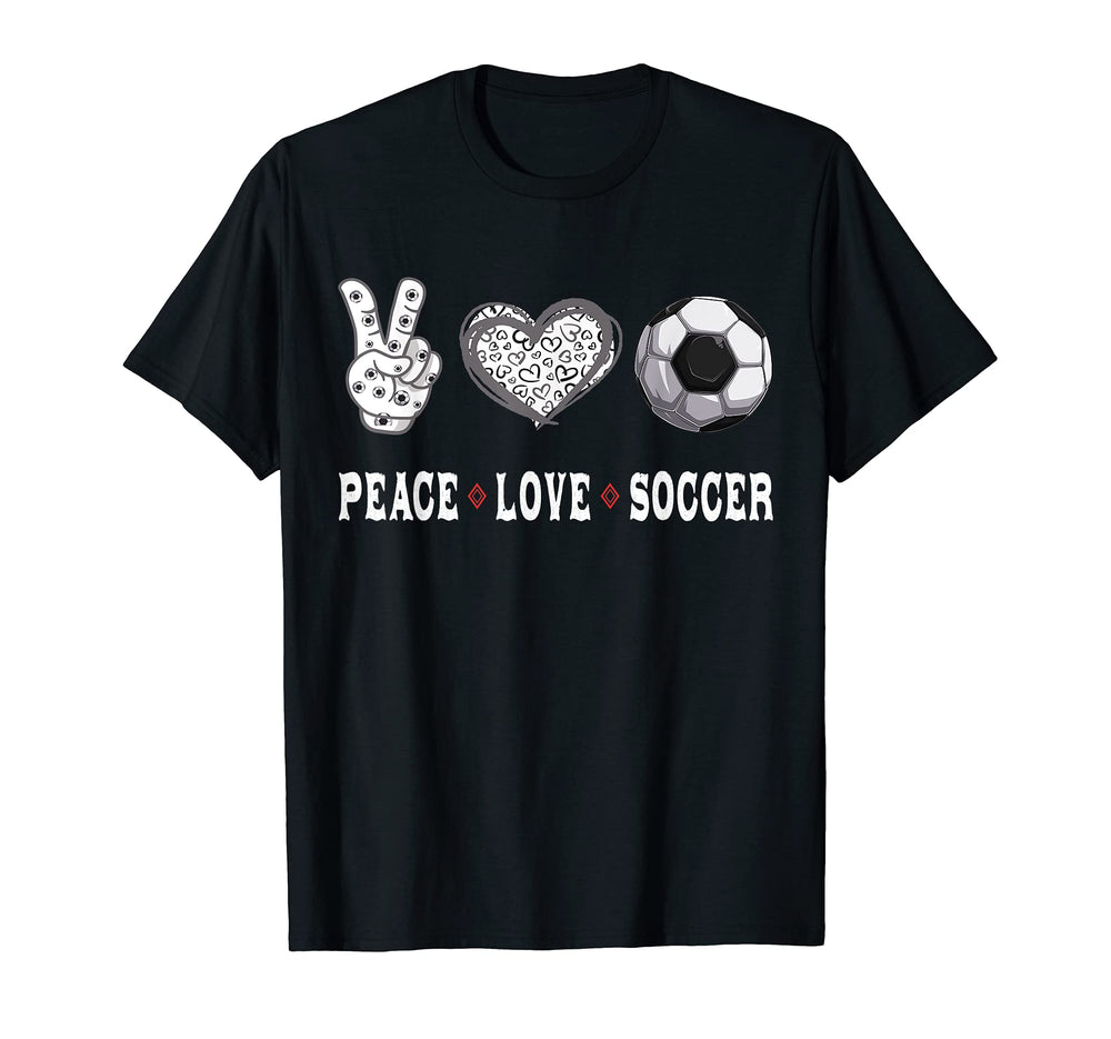 Soccer Lovers Player Fans Peace Love T-Shirt - Minimalist Print Men Women