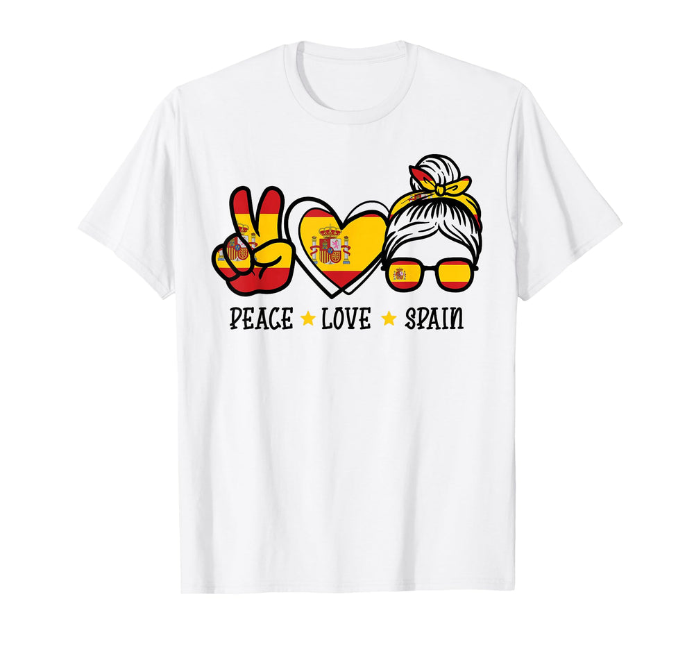 Peace Love Spain Messy Bun Spanish T-Shirt - Casual Everyday Wear Unisex