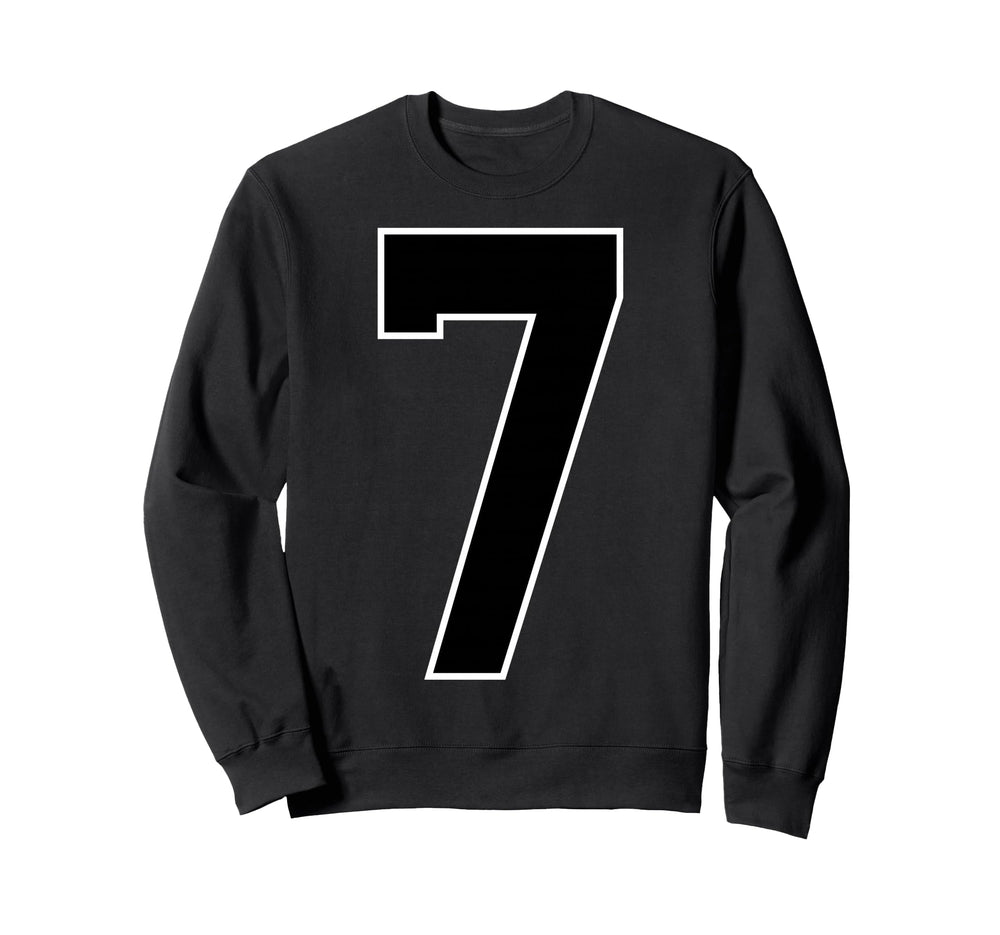 Black Sports Team Number 7 Fan Sweatshirt - Custom Art Print Unisex