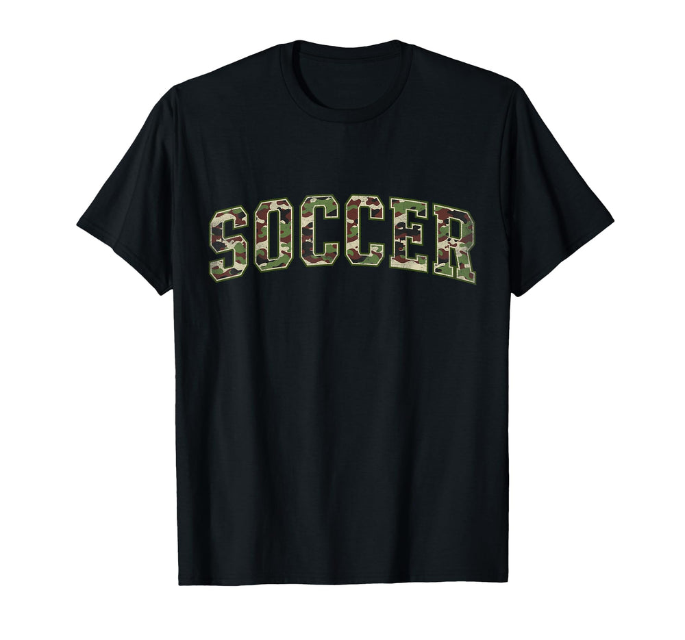 Camo Soccer Camourflage Varsity Text T-Shirt - Minimalist Print Unisex